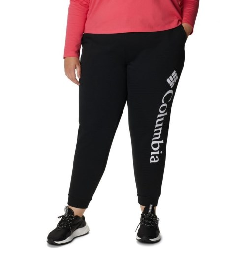 Women's Columbia Logo Fleece Jogger Black | Plus Size CA-W04LC